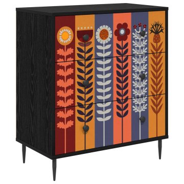 Vidaxl Predalni šafka ESSEN Natisnjen sončnicami 66 x 36,5 x 76 cm