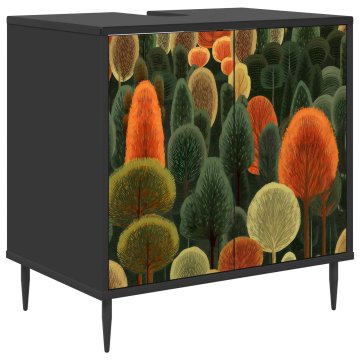 Vidaxl Kopalniška omarica ZAANDAM Črni hrast 60 x 40 x 61 cm