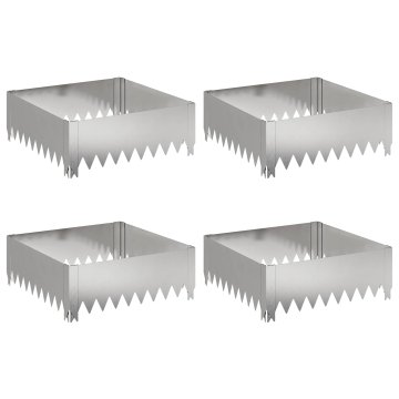 Vidaxl Robovi trave 4 kos 60 x 60 x 20 cm Jeklo Srebrna