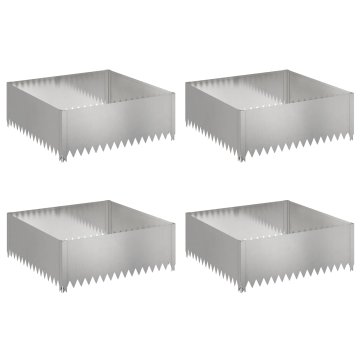 Vidaxl Robovi trave 4 kos 100 x 100 x 35 cm Jeklo Srebrna