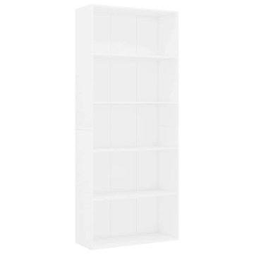 Vidaxl Knjižna omara 5-nadstropna bela 80x30x189 cm iverna plošča