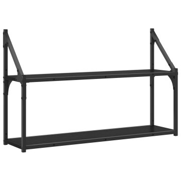 Vidaxl Stenska polica Črni hrast 80 x 21 x 51 cm metal PB