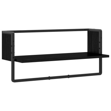 Vidaxl Stenska polica Črni hrast 65 x 25 x 30 cm metal PB
