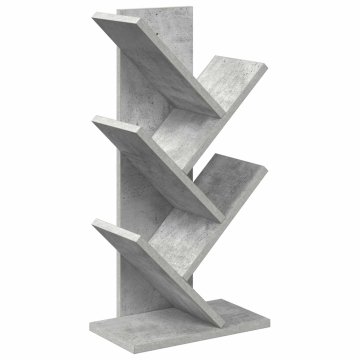Vidaxl Lesena polica za knjige 4-tierska 30 x 18 x 60 cm Betonsko siva