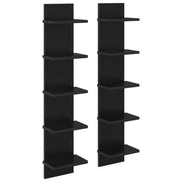 Vidaxl Stenska polica 2 kos Črni hrast 22 x 15 x 100 cm Inženirski les
