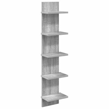 Vidaxl Stenska polica Siva Sonoma 22 x 15 x 100 cm Inženirski les