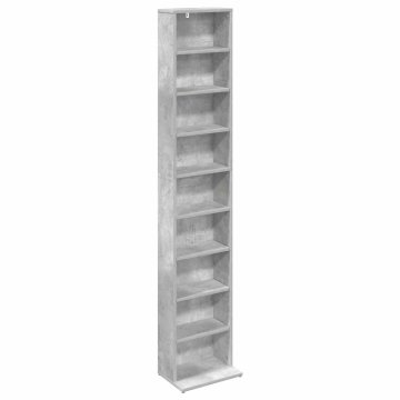 Vidaxl CD omara Betonsko siva 33 x 23,5 x 175 cm Inženirski les