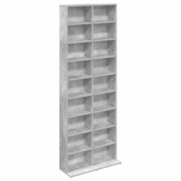 Vidaxl CD omara Betonsko siva 65 x 23,5 x 175 cm Inženirski les