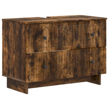 Vidaxl Kopalniška omara za umivalnik EDE Dimljen hrast 82 x 41 x 59 cm