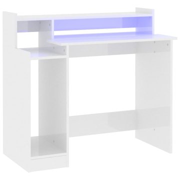 Vidaxl Pisalna miza z LED lučkami 97x45x90 cm inženirski les