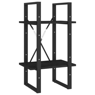Vidaxl Knjižna omara 2-nadstropna črna 40x30x70 cm trdna borovina