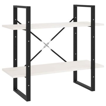 Vidaxl Knjižna omara 2-nadstropna bela 80x30x70 cm trdna borovina