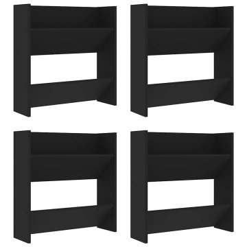 Vidaxl Stenske omare za čevlje 4 kosi črne 60x18x60 cm iverna plošča
