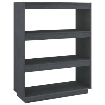 Vidaxl Knjižna omara za razdelitev prostora siva 80x35x103 cm borovina