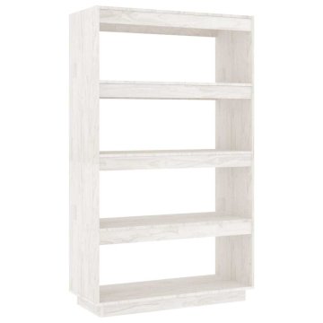 Vidaxl Knjižna omara za razdelitev prostora bela 80x35x135 cm borovina