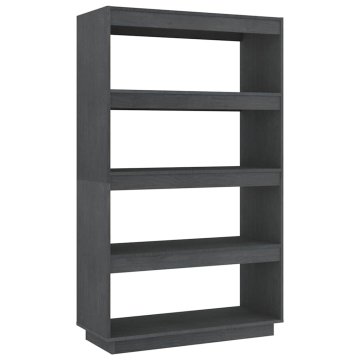 Vidaxl Knjižna omara za razdelitev prostora siva 80x35x135 cm borovina