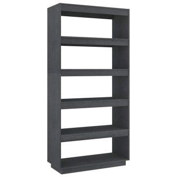 Vidaxl Knjižna omara za razdelitev prostora siva 80x35x167 cm borovina