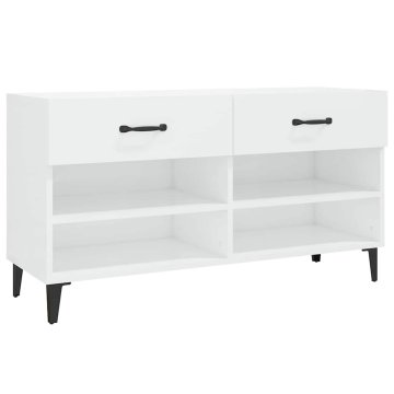 Vidaxl Omarica za čevlje visok sijaj bela 102x35x55 cm inženirski les