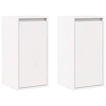 Vidaxl Stenska omarica 2 kosa bela 30x30x60 cm trdna borovina