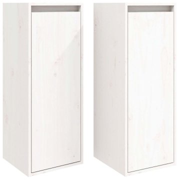 Vidaxl Stenska omarica 2 kosa bela 30x30x80 cm trdna borovina