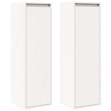 Vidaxl Stenska omarica 2 kosa bela 30x30x100 cm trdna borovina