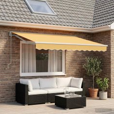 Vidaxl Ročna tenda 5 x 3 m Peščena 100% poliester