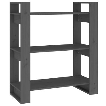 Vidaxl Knjižna omara/pregrada 80x35x91 cm trdna borovina