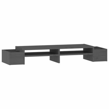 Vidaxl Stojalo za zaslon sivo 100x27,5x15 cm trdna borovina