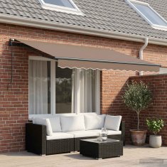 Vidaxl Ročna tenda 5 x 3 m Taupe 100% poliester