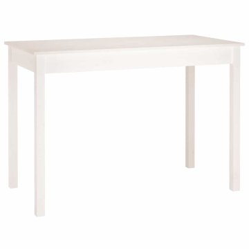 Vidaxl Jedilna miza bela 110x55x75 cm trdna borovina