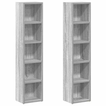 Vidaxl Omarica za CD plošče 2 kosa siva sonoma 21x16x93,5cm inžen. les