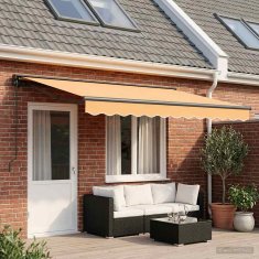 Vidaxl Ročna tenda 4,5 x 3,5 m Peščena 100% poliester