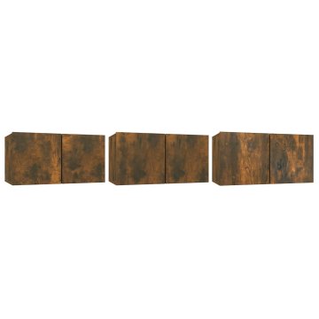 Vidaxl Viseča TV omarica 3 kosi dimljen hrast 60x30x30 cm