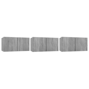 Vidaxl Viseča TV omarica siva sonoma 3 kosi 60x30x30 cm inženirski les
