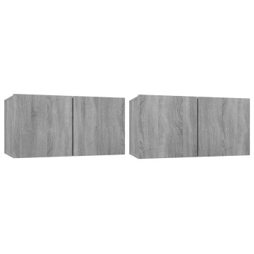 Vidaxl Viseča TV omarica siva sonoma 2 kosa 60x30x30 cm inženirski les