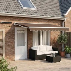 Vidaxl Solarna električna tenda 5 x 3 m Taupe 100% poliester