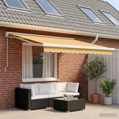 Vidaxl Ročna tenda 5 x 3 m Peščena 100% poliester
