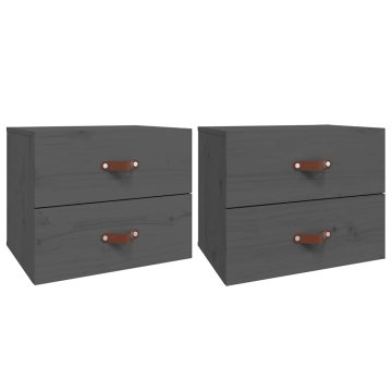 Vidaxl Stenska nočna omarica 2 kosa siva 50x36x40 cm