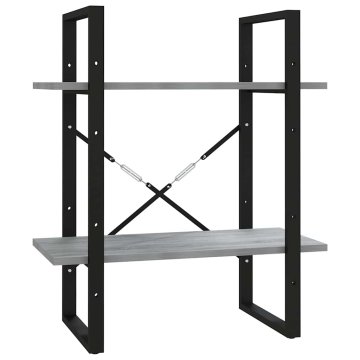Vidaxl Knjižna omara 2-nadstropna siva sonoma 60x30x70 cm konstr. les