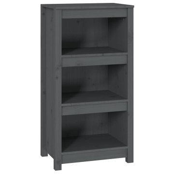Vidaxl Knjižna omara siva 50x35x97 cm trdna borovina