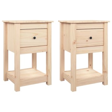 Vidaxl Nočna omarica 2 kosa 40x35x61,5 cm trdna borovina