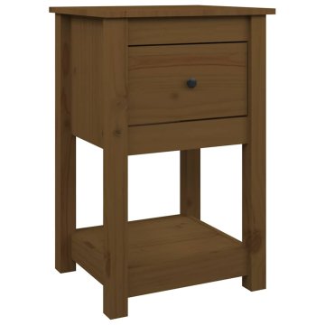 Vidaxl Nočna omarica medeno rjava 40x35x61,5 cm trdna borovina