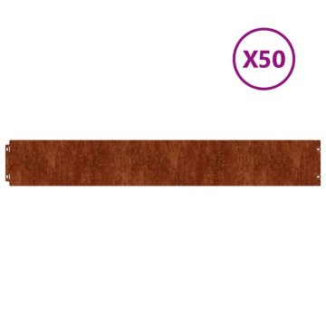 Vidaxl Robniki za trato 50 kosov 15x103 cm prilagodljivi corten jeklo