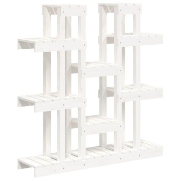 Vidaxl Stojalo za rastline belo 104,5x25x109,5 cm trdna borovina