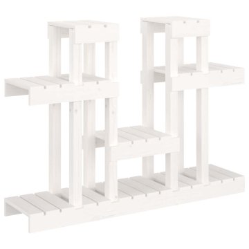 Vidaxl Stojalo za rastline belo 104,5x25x77,5 cm trdna borovina