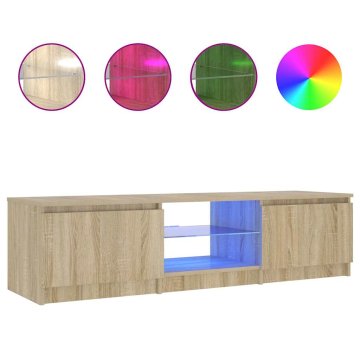 Vidaxl TV omarica z LED lučkami dimljeni hrast 140x40x36 cm
