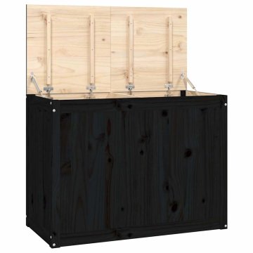 Vidaxl Škatla za perilo črna 88,5x44x66 cm masivni borov les