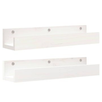 Vidaxl Stenske police 2 kosa bela 50x12x9 cm trdna borovina