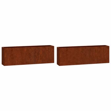 Vidaxl Stensko cvetlično korito 2 kosa rjasto corten jeklo 53x10x17 cm