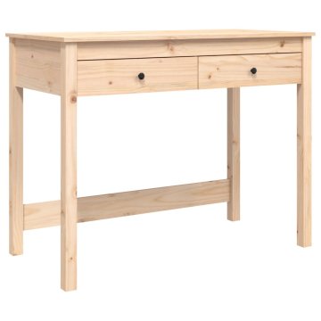 Vidaxl Pisalna miza s predali 100x50x78 cm trdna borovina
